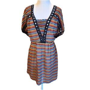 Charming Charlie Swim Coverup Dress Large Chevron Beach Pool Resort Semi-Sheer